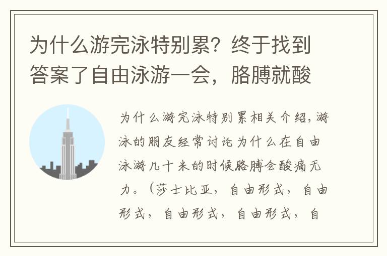 為什么游完泳特別累？終于找到答案了自由泳游一會(huì)，胳膊就酸痛無(wú)力了？是因?yàn)榘l(fā)力點(diǎn)弄錯(cuò)了