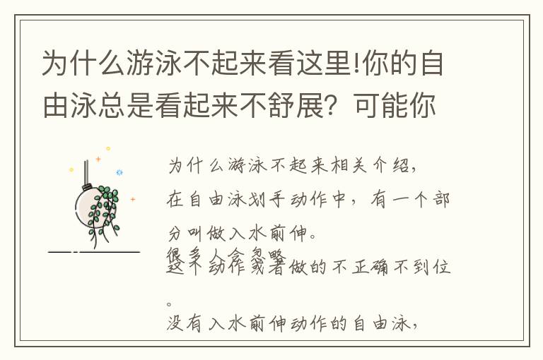 為什么游泳不起來看這里!你的自由泳總是看起來不舒展？可能你少了這個(gè)動(dòng)作