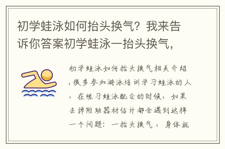 初學(xué)蛙泳如何抬頭換氣？我來告訴你答案初學(xué)蛙泳一抬頭換氣，身體就下沉怎么辦？