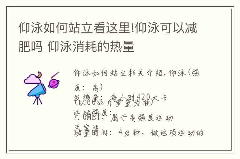 仰泳如何站立看這里!仰泳可以減肥嗎 仰泳消耗的熱量