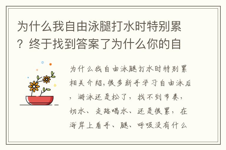 為什么我自由泳腿打水時特別累？終于找到答案了為什么你的自由泳松松垮垮？