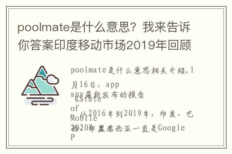 poolmate是什么意思？我來告訴你答案印度移動市場2019年回顧：應(yīng)用叫好不叫座 ARPU 近乎于零