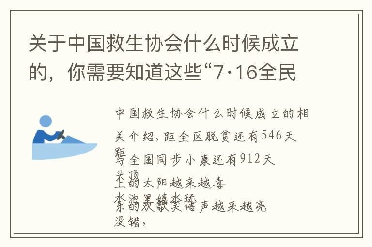 關(guān)于中國救生協(xié)會什么時候成立的，你需要知道這些“7·16全民游泳健身周”系列活動來了！快來報名參加吧~