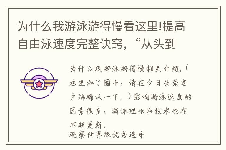 為什么我游泳游得慢看這里!提高自由泳速度完整訣竅，“從頭到腳”解析