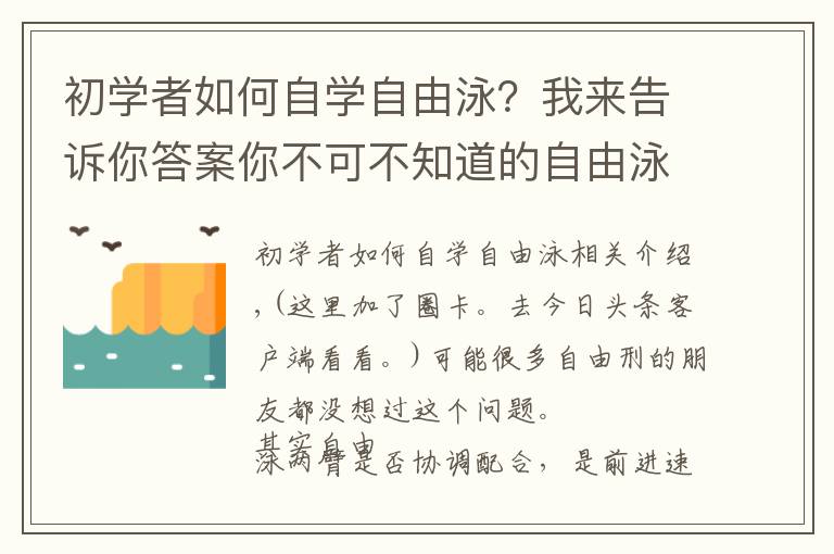 初學者如何自學自由泳？我來告訴你答案你不可不知道的自由泳手臂交叉技術(shù)