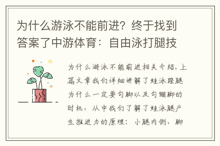 為什么游泳不能前進？終于找到答案了中游體育：自由泳打腿技術(shù)的前進原理以及注意事項