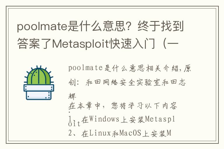 poolmate是什么意思？終于找到答案了Metasploit快速入門（一）