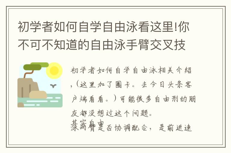 初學(xué)者如何自學(xué)自由泳看這里!你不可不知道的自由泳手臂交叉技術(shù)