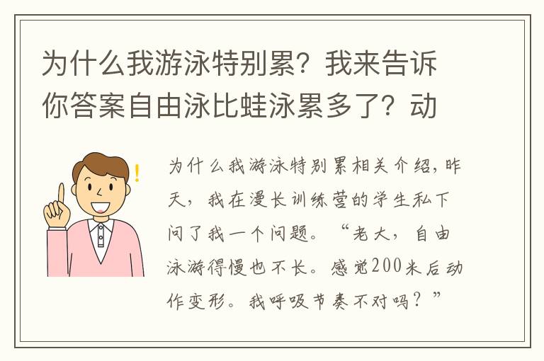 為什么我游泳特別累？我來告訴你答案自由泳比蛙泳累多了？動作容易變形？你需要換一種訓練方式