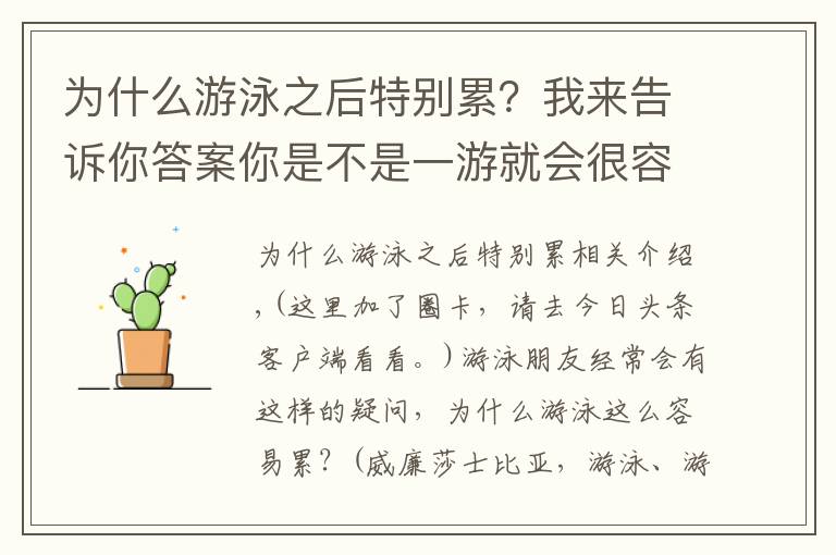 為什么游泳之后特別累？我來告訴你答案你是不是一游就會(huì)很容易累了