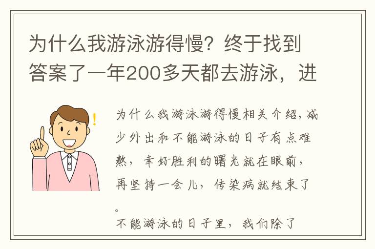 為什么我游泳游得慢？終于找到答案了一年200多天都去游泳，進(jìn)步卻比別人慢？「隨意游」是大忌