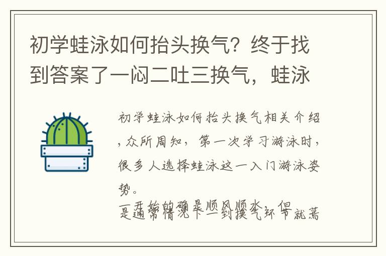 初學(xué)蛙泳如何抬頭換氣？終于找到答案了一悶二吐三換氣，蛙泳呼吸只需3步輕松搞定！