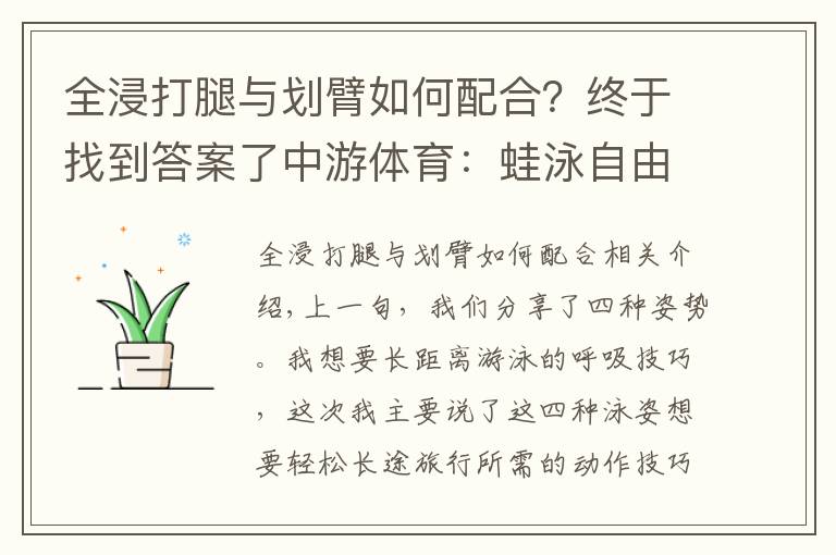 全浸打腿與劃臂如何配合？終于找到答案了中游體育：蛙泳自由泳如何游的更輕松更省力