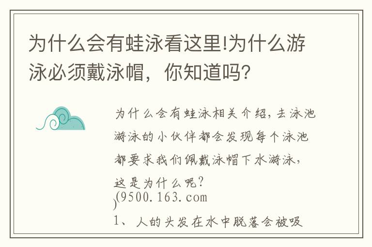 為什么會有蛙泳看這里!為什么游泳必須戴泳帽，你知道嗎？