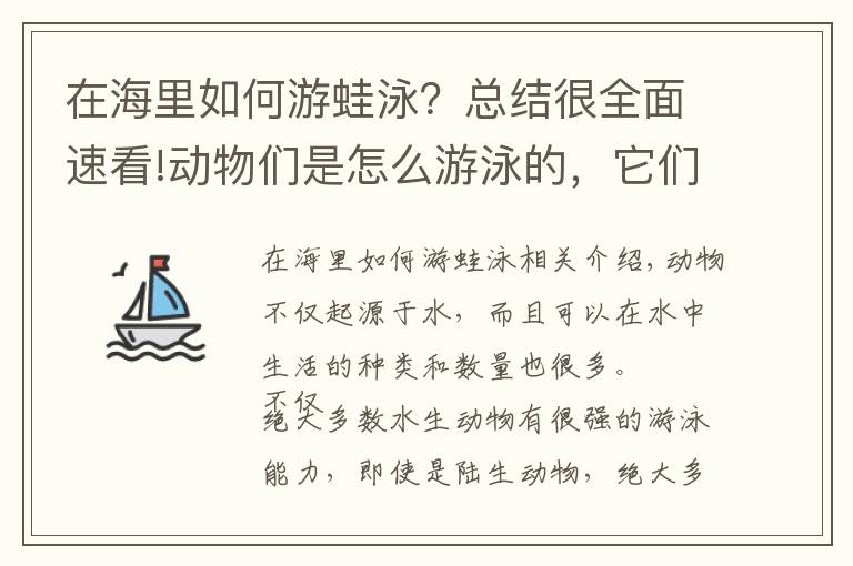 在海里如何游蛙泳？總結(jié)很全面速看!動物們是怎么游泳的，它們游泳都會使用什么“特殊”技巧？