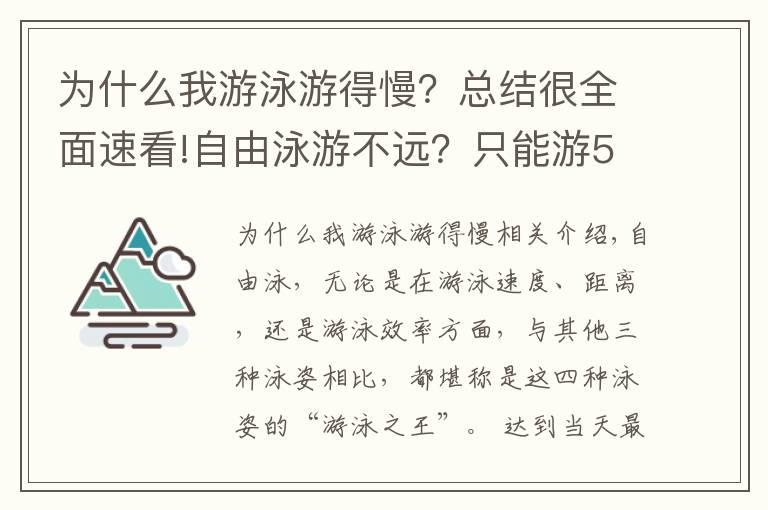 為什么我游泳游得慢？總結(jié)很全面速看!自由泳游不遠？只能游50米？那是因為你沒有這樣做