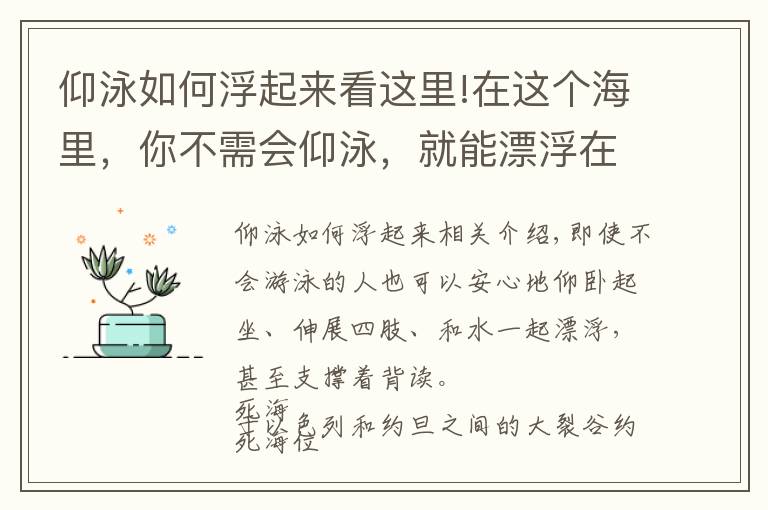 仰泳如何浮起來(lái)看這里!在這個(gè)海里，你不需會(huì)仰泳，就能漂浮在水面，還能仰面捧讀！卡爾科學(xué)實(shí)驗(yàn)室第330期