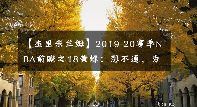 【杰里米蘭姆】2019-20賽季NBA前瞻之18黃蜂：想不通，為什么喬丹選秀眼光那么差