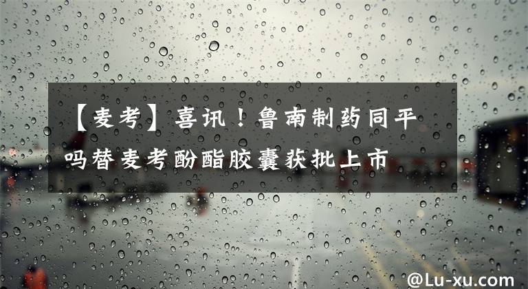 【麥考】喜訊！魯南制藥同平嗎替麥考酚酯膠囊獲批上市