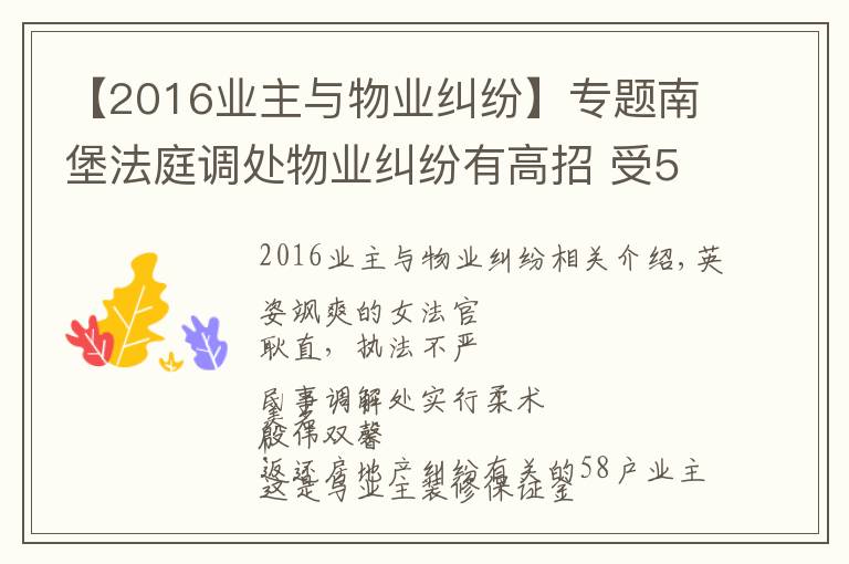 【2016業(yè)主與物業(yè)糾紛】專題南堡法庭調(diào)處物業(yè)糾紛有高招 受58戶業(yè)主盛贊！