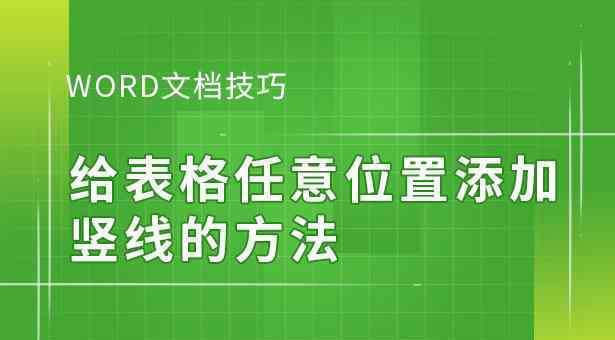 word插入表格 Word文檔技巧—給表格任意位置添加豎線的方法