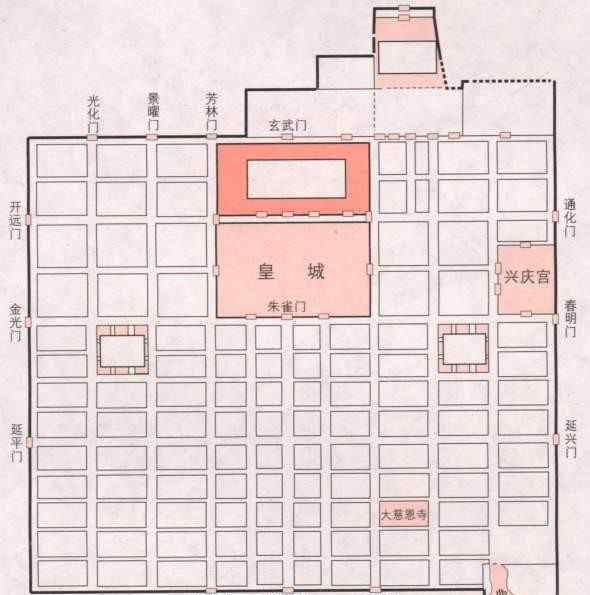 唐朝長(zhǎng)安城平面圖 2013中考?xì)v史填圖題：唐朝長(zhǎng)安城平面圖
