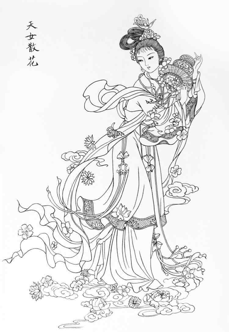 白描仕女圖 我的白描工筆仕女畫