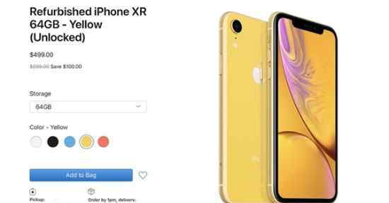  蘋果官網(wǎng)首次開賣iPhone XR官翻機(jī)：3500元起