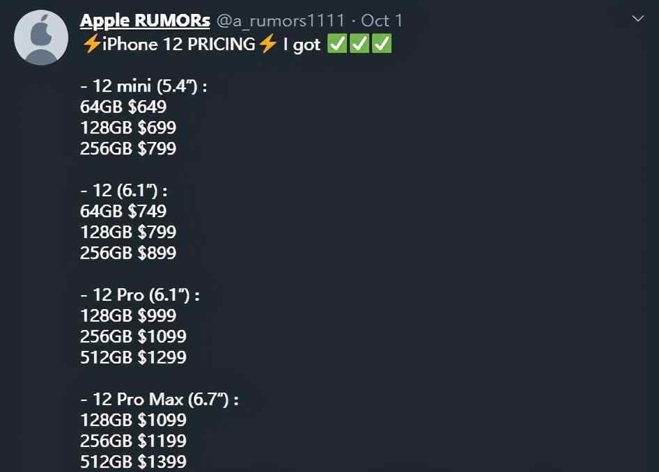 699美元 蘋果iPhone 12全系售價(jià)泄露！歐洲零售商透露新機(jī)至少5款 649-699美元起步