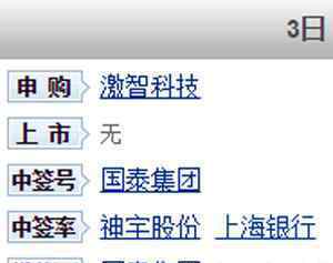 2016年11月3日 2016年11月3日新股申購(gòu)日歷