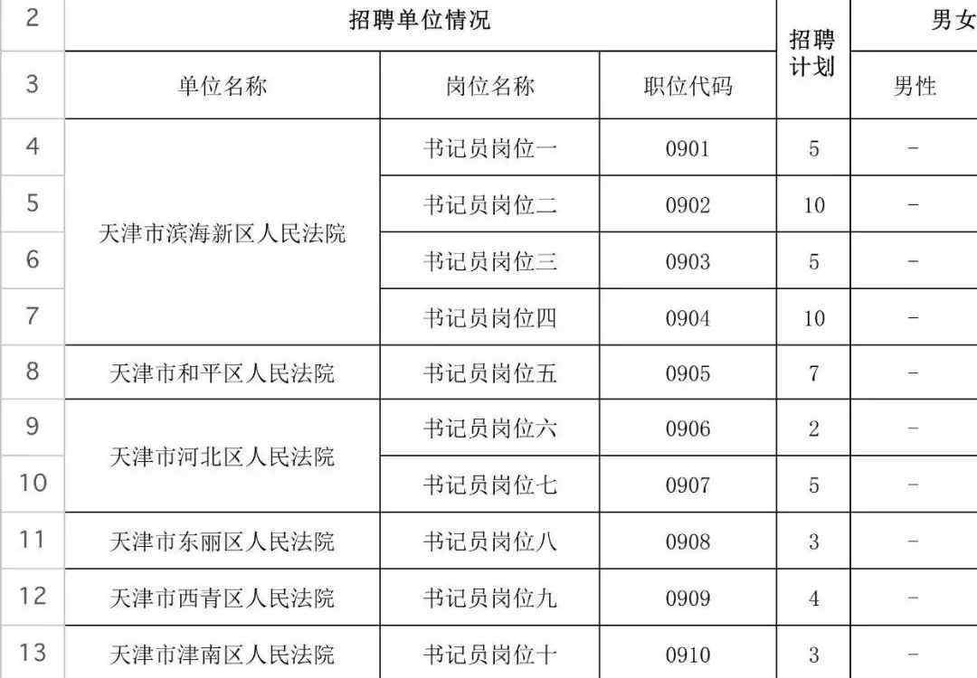 聘任制書記員 東麗法院公開招考聘任制書記員公告