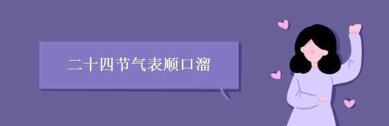 24節(jié)氣表口訣 二十四節(jié)氣表順口溜