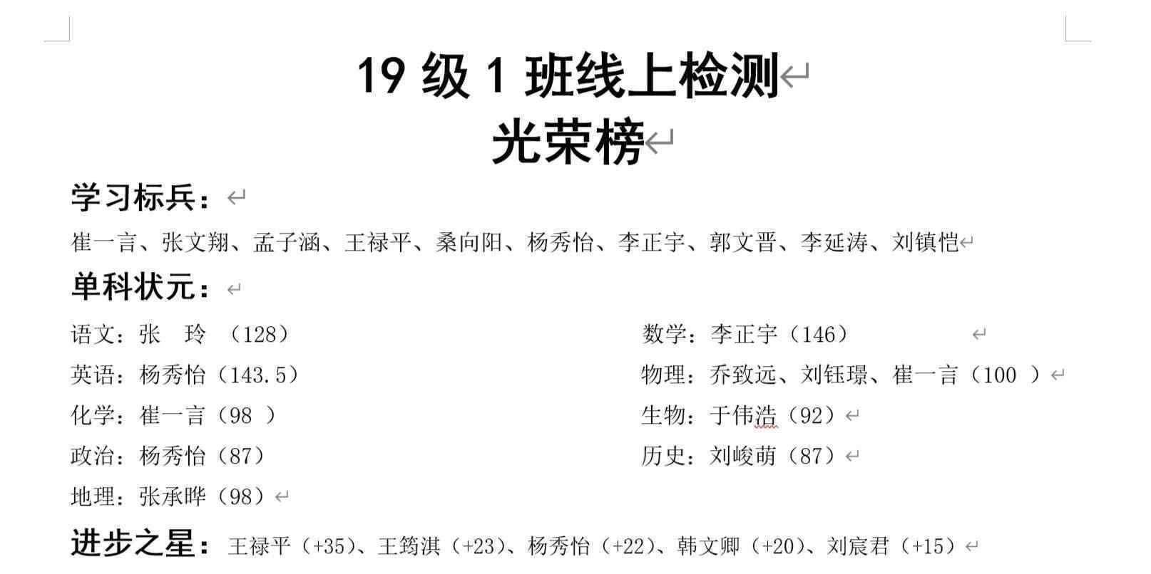 王紫凝 云端開(kāi)出最美教育之花——2019級(jí)1部階段檢測(cè)表彰