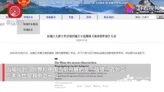 被問是不是戰(zhàn)狼 駐瑞士大使駁斥 他到底說了什么