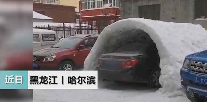 硬核！東北大哥在小區(qū)里用雪堆出一個車庫 網(wǎng)友：硬是鑿出了個一居室