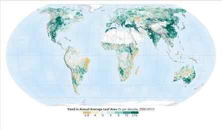 地球比20年前更綠 地球比20年前更綠 地球表面共新增植被面積相當(dāng)于一塊亞馬遜雨林