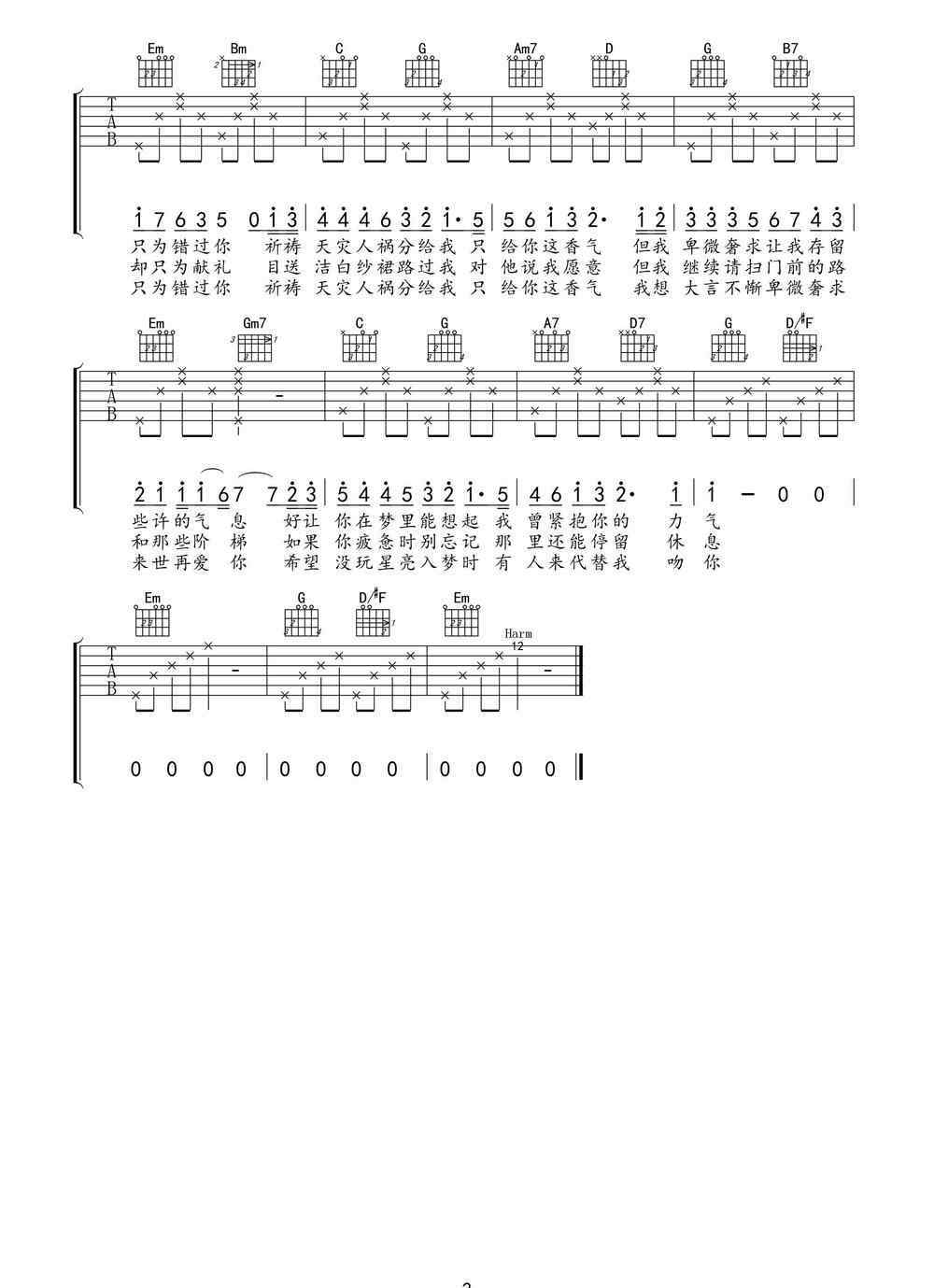 不再見(jiàn)吉他譜 不再見(jiàn)吉他譜 陳學(xué)冬