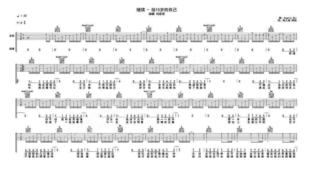 認(rèn)真的老去吉他譜 劉若英繼續(xù)-給15歲的自己吉他譜
