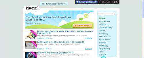 5美金 Fiverr.com：5美元服務(wù)區(qū)