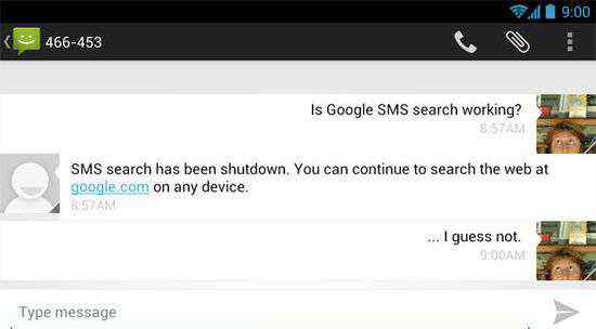 谷歌短信 Google正式關(guān)閉短信搜索功能