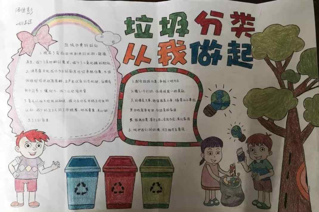 垃圾分類小學(xué)生手抄報(bào) 小學(xué)生垃圾分類從我做起手抄報(bào)圖片