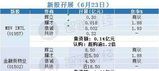 6月新股 新股孖展統(tǒng)計(jì) | 6月23日