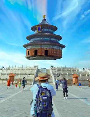 小伙自學特效讓古建筑飛起來 自稱興趣引導 希望作品能給觀眾帶來思考