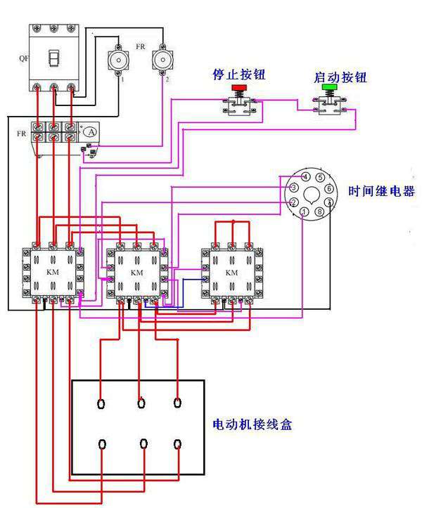 星三角啟動(dòng)接線圖 55千瓦電機(jī)星三角啟動(dòng)接線圖,