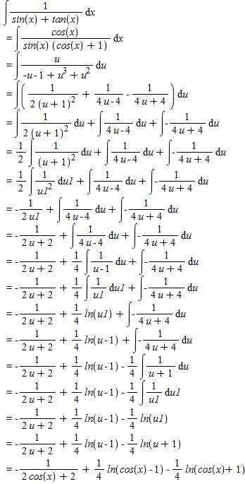 tanx積分 求不定積分 ∫ dx/（sinx+tanx）