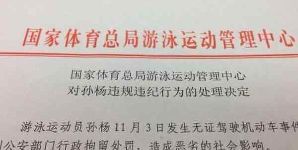 孫楊被國家隊(duì)開除 孫楊遭重大處罰 游泳中心決定將其開除出國家隊(duì)