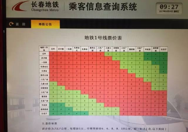 長春地鐵1號線首末車時間票價表出爐