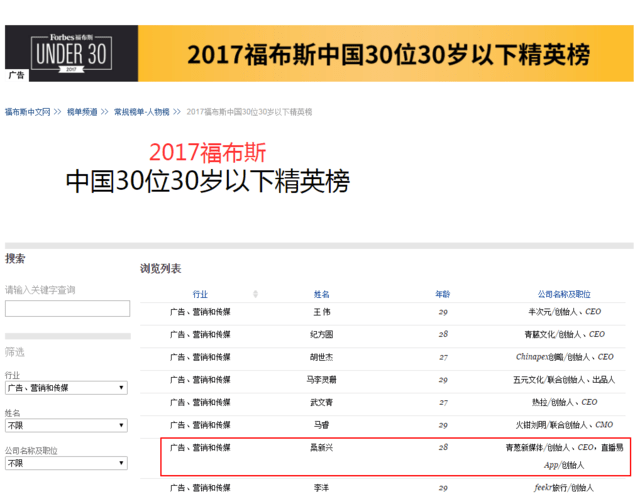 微商驕傲！桑兮兮入選福布斯中國(guó)精英榜