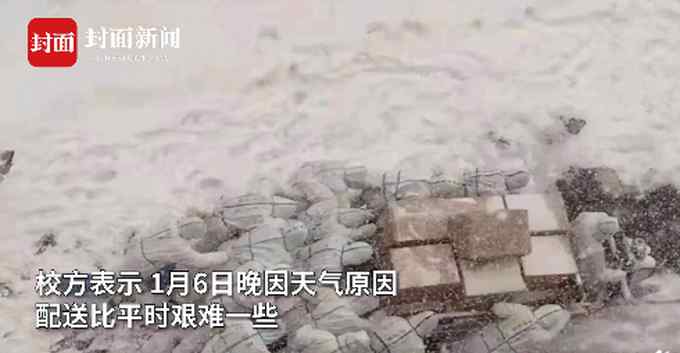 大連海洋大學(xué)志愿者冒雪為師生送防疫物資 穿戰(zhàn)袍頂風(fēng)推車 畫面太燃！