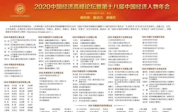 中國經(jīng)濟年度人物 “2020中國經(jīng)濟年度人物”發(fā)布